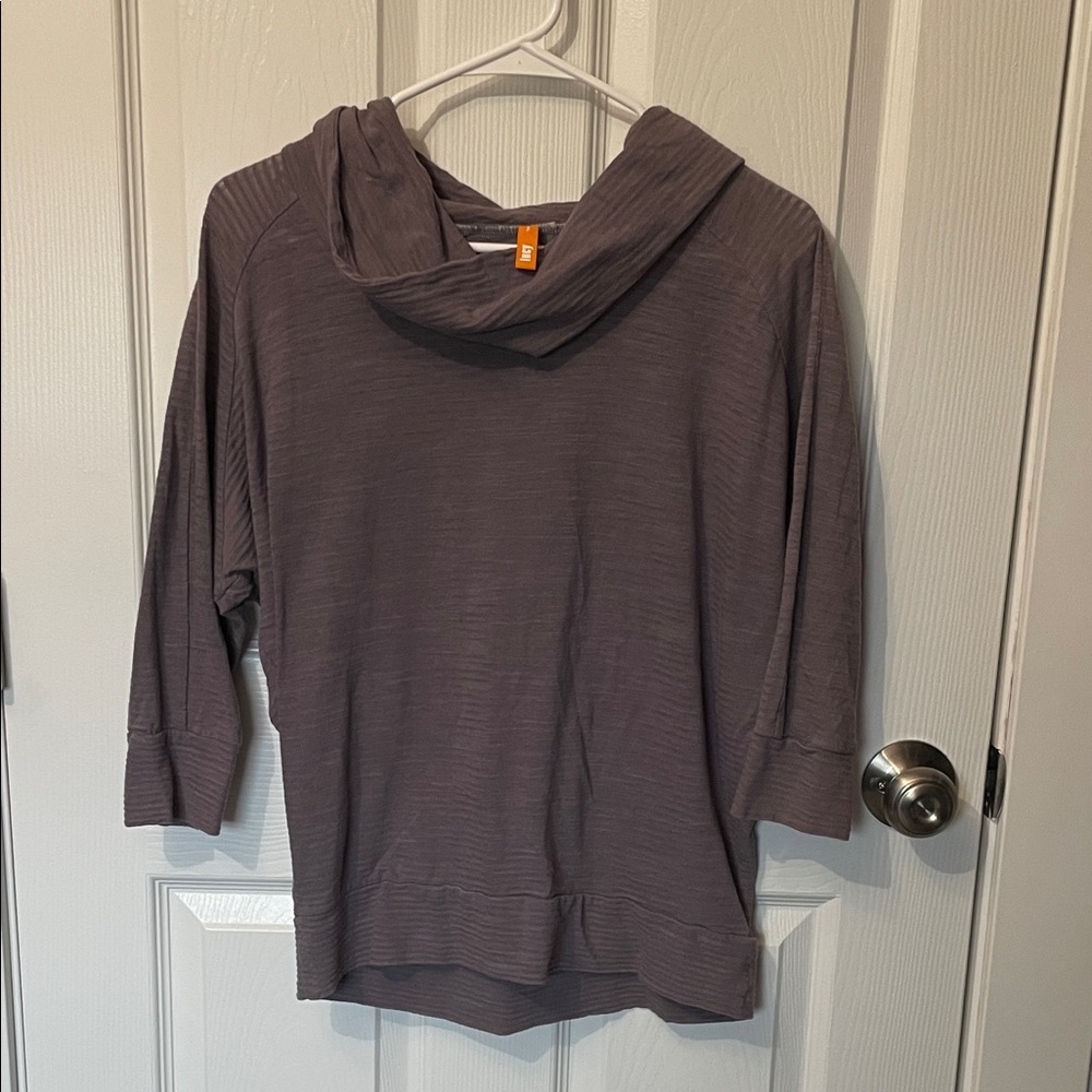 Lucy Heathered Gray Hooded Top